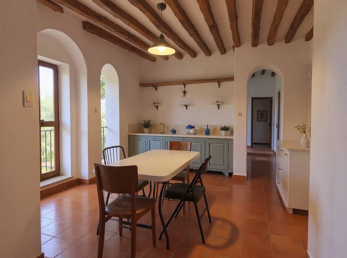 Bare dining room → Rustic Mediterranean — After